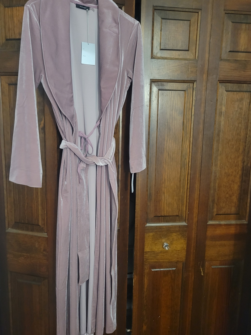 Natori Velvet Long Robe in Lt Lilac